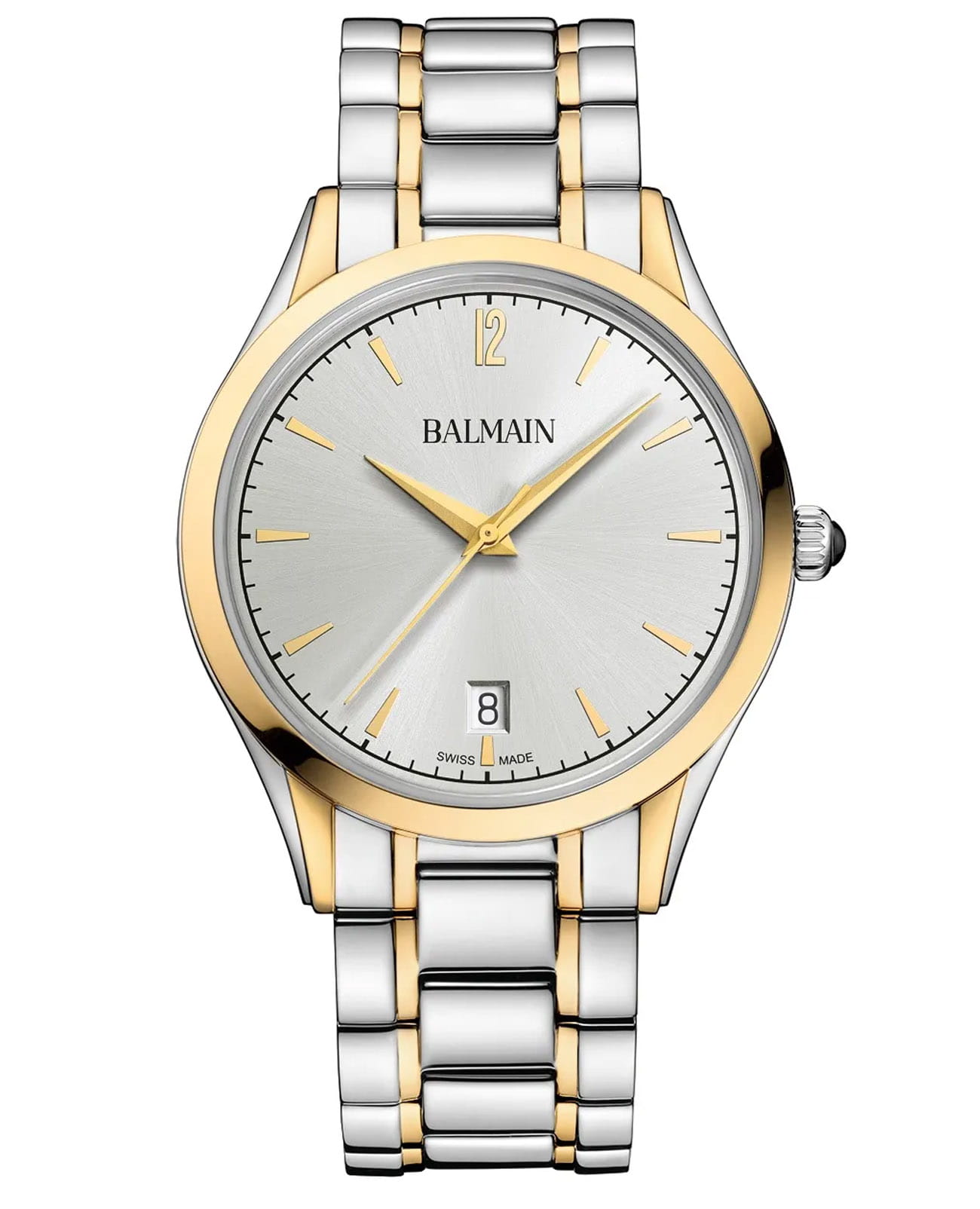 Balmain Balmain Classic R Gent B4102.39.24  B4102.39.24 кварцевые женские часы белый циферблат, браслет нержавеющая сталь с pvd-покрытием — вид спереди